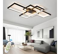 TJSC Plafoniera LED Soffitto Moderna,Plafoniera Salotto Dimmerabile, 65W Quadrata Geometrica Lampada Da Soffitto,per Decorativa Soggiorno, Camera da Letto,Sala da Pranzo,Cucina,Ufficio,80cm, Nero
