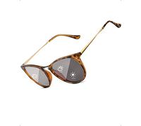 TJUTR Fotocromatici Occhiali Da Sole Da Unisex, Polarizzati Retrò Rotondo Occhiali - Protezione 100% UVA UVB (Tartaruga/Grigio Fotocromatici)