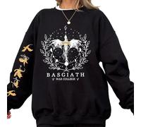 TJYES Basgiath War College Fourth Wing Felpa stile Fantasy Dragon Ride Felpa Donna Pullover Felpe, Nero , M