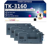 TK-3160 Cartuccia Toner Compatibile per Kyocera ECOSYS M3040idn M3540idn Stampante, Nitida e Trasparente, Rapida da Installare,Black-4 pack