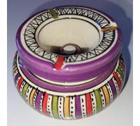 TK B&D Posacenere marocchino viola con motivo berberi e miglia zampe, colorato realizzato e dipinto a mano, con coperchio anti-odore