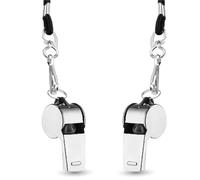 TK Gruppe Timo Klingler 2X Fischietti Acciaio Inox con Cordino - Set Whistle per Arbitri, Allenatori, Insegnanti e attività Sportive - Fischietto Resistente per Bambini e Adulti