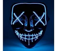 TK Gruppe Timo Klingler 3 maschere a LED blu - come in Purge con 3 effetti di luce, controllabili, per Halloween, carnevale e feste in maschera per uomini e donne (3 blu)