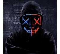 TK Gruppe Timo Klingler 3x Maschera LED Spaventosa - come da Purge controllabile, viso luminoso, per Halloween, carnevale e carnevale come costume per uomini e donne (selezione di colori) (3x blu