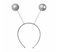 TK Gruppe Timo Klingler Cerchietto per capelli con farfalla, con pompon, alieno, coccinella, carnevale e carnevale, per adulti e bambini e costumi da quasi notte (argento)