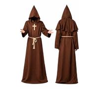 TK Gruppe Timo Klingler Costume da sacerdote con croce e cappuccio - Carnevale & Halloween - Costume monaco da donna e uomo