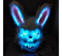 TK Gruppe Timo Klingler Horror Hase - Maschera a LED da brivido, per Halloween, carnevale e carnevale, per uomo e donna (colori assortiti)