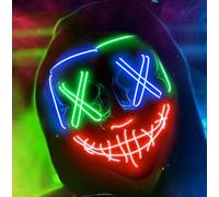 TK Gruppe Timo Klingler Maschera da brivido a LED - come controllabile, viso luminoso, per Halloween, carnevale e carnevale come costume per uomo e donna (colori assortiti) (1 blu/verde/rosso)