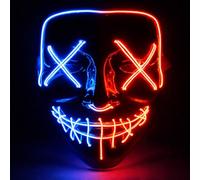 TK Gruppe Timo Klingler Maschera horror a LED - come da Purge incl. 3 effetti di luce, controllabili, per Halloween, Mardi Gras e Carnevale come costume per uomini e donne