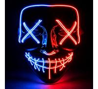 TK Gruppe Timo Klingler Maschera horror a LED - come da Purge incl. 3 effetti di luce, controllabili, per Halloween, Mardi Gras e Carnevale come costume per uomini e donne
