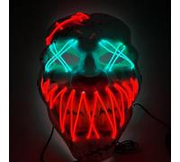TK Gruppe Timo Klingler Maschera horror a LED - come da Purge incl. 3 effetti di luce, controllabili, per Halloween, Mardi Gras e Carnevale come costume per uomini e donne