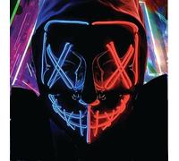 TK Gruppe Timo Klingler Maschera horror LED rosso e blu - come di spurgo con effetti di luce, controllabili, per Halloween, Mardi Grasso e Carnevale come costume per uomo e donna