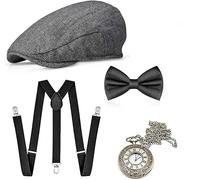 TK Gruppe Timo Klingler Set anni '20 4 in 1 di accessori da uomo per il Carnevale e il divertimento - Vestirsi da Gatsby, Charleston - Costume