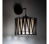 TK Lighting Applique Harmony, nero, Jute naturale, con interruttore TK Lighting