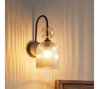 TK Lighting Applique Sophia, cognac/nero, vetro, altezza 33,5 cm, E14 TK Lighting