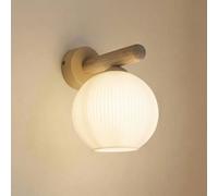 TK Lighting Applique Virlo, legno, vetro opalino, altezza 20 cm, E14 TK Lighting