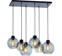 TK Lighting Lampada a sospensione Cubus, grigio fumo, vetro, lunghezza 74 cm, a 6 luci TK Lighting