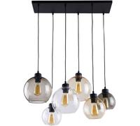 TK Lighting Lampada a sospensione Cubus, 74 cm, a 6 luci, trasparente/miele/marrone, vetro TK Lighting