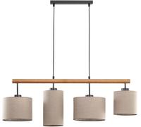TK Lighting Deva Nature lampada sospesa 4x15 W nero-grigio/cenere-legno-beige 6108