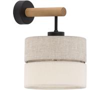 TK Lighting Eco lampada da parete 1x15 W nero-grigio-legno-beige 5776