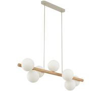 TK Lighting Lampada a sospensione Estera, vetro opalino, legno, 7 luci TK Lighting