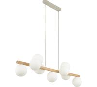 TK Lighting Lampada a sospensione Estera, vetro opalino, legno, 9 luci TK Lighting