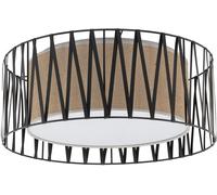 TK Lighting Plafoniera Harmony, nera, juta naturale, Ø 50 cm TK Lighting