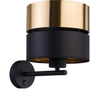 Lampada da Parete Interruttore Tessuto Metallo Nero Oro E27 Wandleuchte Camera