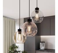 TK Lighting Lampada a sospensione Cubus, Ø 50 cm, a 3 luci, trasparente/marrone miele, vetro TK Lighting