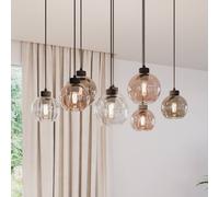 TK Lighting Lampada a sospensione Cubus, 85 cm, a 8 luci, trasparente/miele/marrone, vetro TK Lighting