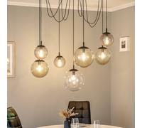 TK Lighting Lampada a sospensione Esme, vetro, multicolore, a 7 luci, decentrata TK Lighting