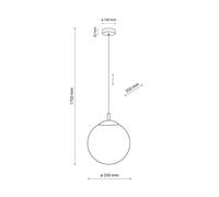 Lampadario In Vetro H: Max. 175 Cm Ø 35 Cm Nero Bianco E27 Palla