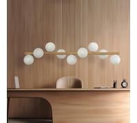 TK Lighting Lampada a sospensione Estera, vetro opalino, legno, 9 luci TK Lighting