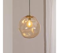 TK Lighting Lampada a sospensione in vetro Sol, Ø 35 cm, nero/ambra TK Lighting