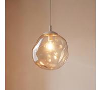 TK Lighting Lampada a sospensione Lava, Ø 35 cm, E27, sabbia/cognac, vetro TK Lighting