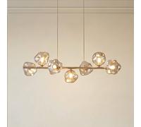 TK Lighting Lampada a sospensione Lava, a 7 luci, lunghezza 90 cm, sabbia/cognac, G9 TK Lighting