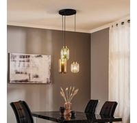 TK Lighting Lampada a sospensione Marco Green, a 3 luci trasparente/verde/marrone TK Lighting