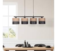 TK Lighting Lampada a sospensione Nicol, nero/effetto legno, 94x20 cm a 4 luci 4 x E27 TK Lighting