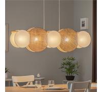 TK Lighting Lampada a sospensione Puls, paralumi in iuta, marrone naturale/bianco, a 5 TK Lighting