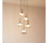 TK Lighting Lampada a sospensione Sophia, a 5 luci, Ø 37 cm, cognac/nero, E14 TK Lighting