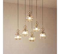 TK Lighting Lampada a sospensione Sophia, a 6 luci, 65 cm, cognac/nero, E14 TK Lighting