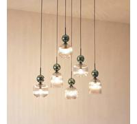 TK Lighting Lampada a sospensione Sophia, a 6 luci, color cognac/verde, lunghezza 65 cm, E14 TK Lighting