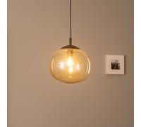 TK Lighting Lampada a sospensione Vibe, vetro marrone-trasparente, Ø 30 cm TK Lighting