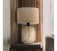TK Lighting Lampada da tavolo Melody, altezza 48 cm, vetro marrone, juta naturale TK Lighting