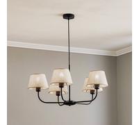 TK Lighting Lampadario Chicago, paralumi in lino a 5 luci TK Lighting