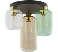 TK Lighting Plafoniera Marco Green, a 3 luci trasparente/verde/marrone TK Lighting