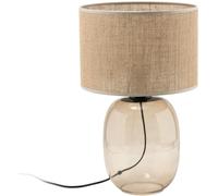 TK Lighting Lampada da tavolo Melody, altezza 48 cm, vetro marrone, juta naturale TK Lighting
