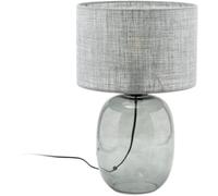 TK Lighting Lampada da tavolo Melody, altezza 48 cm, vetro grigio fumo, tessuto grigio TK Lighting