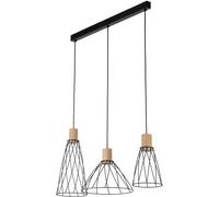 TK Lighting Modesto lampada sospesa 3x10 W nero-legno 10158