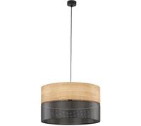 TK Lighting Lampada a sospensione Nicol, nero/effetto legno, Ø 50 cm, a 1 luce, 3 x E27 TK Lighting